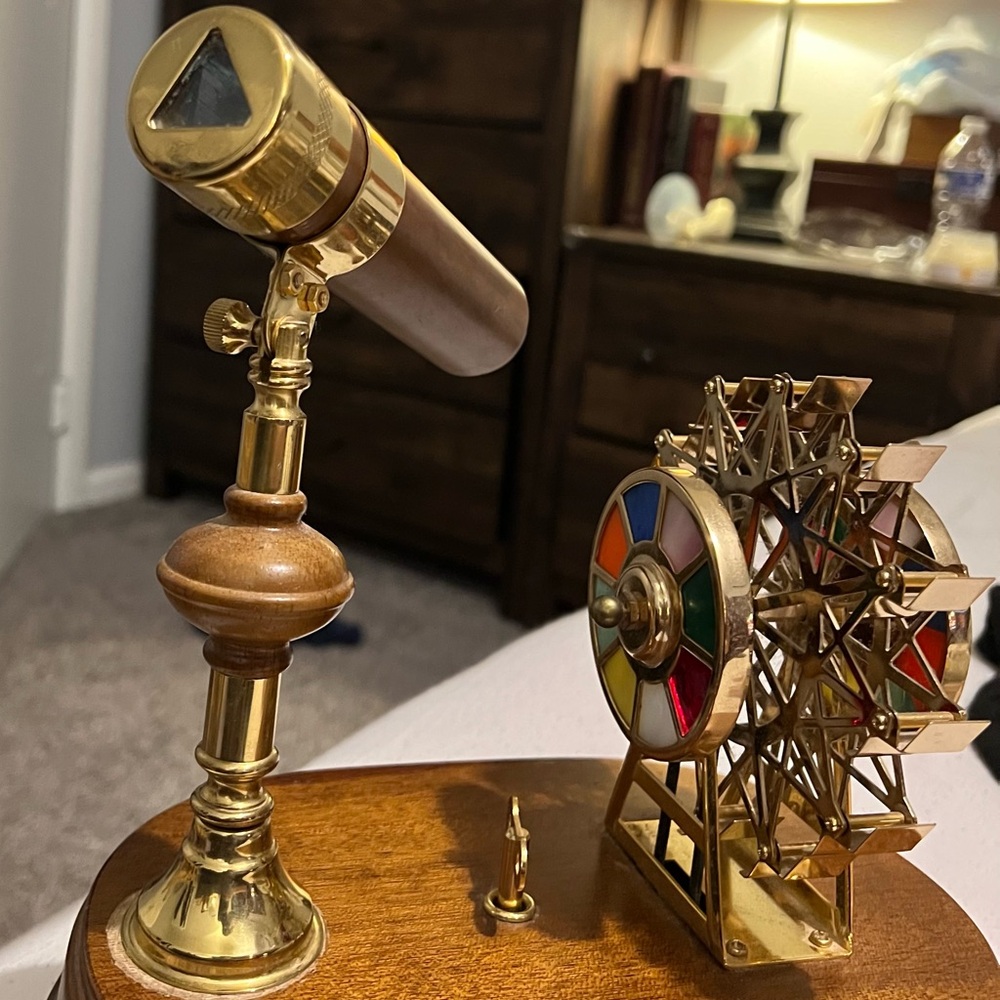 Vintage Music Box Brass Kaleidoscope with Ferris Wheel